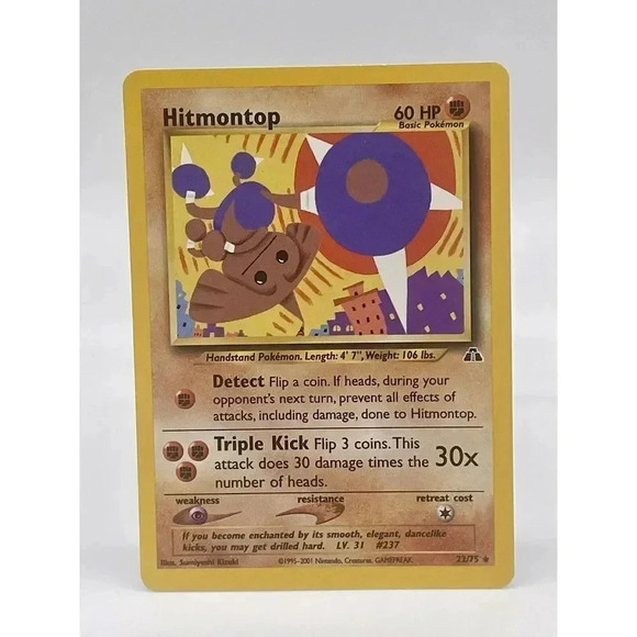 Hitmontop 22/75 Non-Holo Vintage 1999 Rare Neo Discovery Pokemon‎ LP - Picture 1 of 6